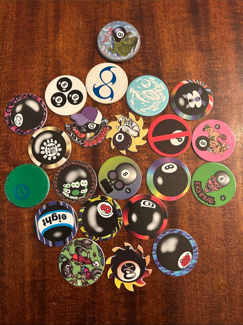 POGS- Vintage Eight Ball - 21 POGS with One METAL SLAMMER 🎱🎱
